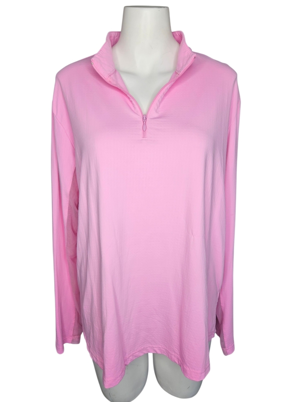 ICIKULS by Ibkul 1/4 Zip Mock Neck Size XXL Pink Top Vented Mesh Long Sleeve Top